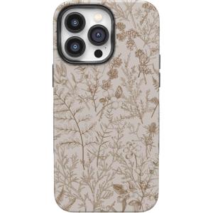 Casely iPhone 14 Pro Case | Opposites Attract | Day & Night Mountains | Compatible with MagSafe | Bold Protective Design(Beige Garden | Neutral Floral)