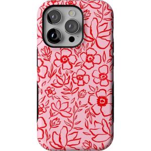 Casely iPhone 14 Pro Case | Opposites Attract | Day & Night Mountains | Compatible with MagSafe | Bold Protective Design(Blush Garden | Floral Doodle)