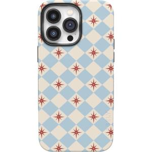 Casely iPhone 14 Pro Case | Opposites Attract | Day & Night Mountains | Compatible with MagSafe | Bold Protective Design(Chelsea Checker | Starlight Tiles)