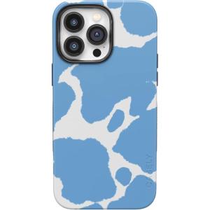 Casely iPhone 14 Pro Case | Opposites Attract | Day & Night Mountains | Compatible with MagSafe | Bold Protective Design(Current MOOd | Light Blue Cow Print)