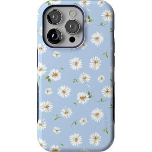 Casely iPhone 14 Pro Case | Opposites Attract | Day & Night Mountains | Compatible with MagSafe | Bold Protective Design(Daisy Daydream | Baby Blue Floral)