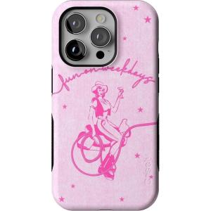 Casely iPhone 14 Pro Case | Opposites Attract | Day & Night Mountains | Compatible with MagSafe | Bold Protective Design(Denim Cowgirl | Fun on Weekdays)