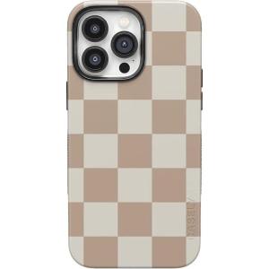Casely iPhone 14 Pro Case | Opposites Attract | Day & Night Mountains | Compatible with MagSafe | Bold Protective Design(Fit Check | Neutral Checkerboard)