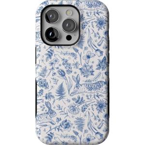 Casely iPhone 14 Pro Case | Opposites Attract | Day & Night Mountains | Compatible with MagSafe | Bold Protective Design(Hop & Bloom | Bunny Toile)