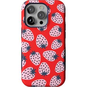 Casely iPhone 14 Pro Case | Opposites Attract | Day & Night Mountains | Compatible with MagSafe | Bold Protective Design(I’d Pick You | Red Strawberry)