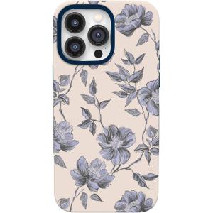 Casely iPhone 14 Pro Case | Opposites Attract | Day & Night Mountains | Compatible with MagSafe | Bold Protective Design(Ink & Iris | Vintage Floral)