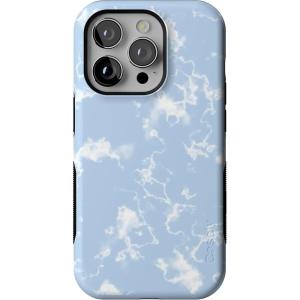 Casely iPhone 14 Pro Case | Opposites Attract | Day & Night Mountains | Compatible with MagSafe | Bold Protective Design(Light Blue Skies | Marble Clouds)