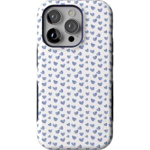 Casely iPhone 14 Pro Case | Opposites Attract | Day & Night Mountains | Compatible with MagSafe | Bold Protective Design(Lovebug | Blue Hearts)