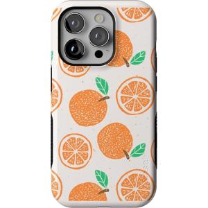 Casely iPhone 14 Pro Case | Opposites Attract | Day & Night Mountains | Compatible with MagSafe | Bold Protective Design(Main Squeeze | Orange Stamped)