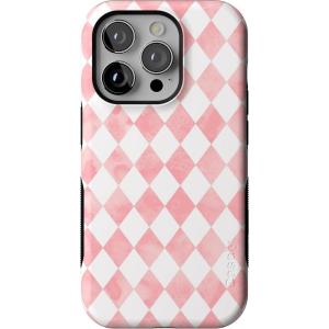 Casely iPhone 14 Pro Case | Opposites Attract | Day & Night Mountains | Compatible with MagSafe | Bold Protective Design(Queen of Diamonds | Pink Watercolor)