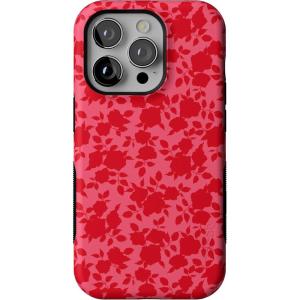 Casely iPhone 14 Pro Case | Opposites Attract | Day & Night Mountains | Compatible with MagSafe | Bold Protective Design(Rose Garden | Red Floral Aesthetic)