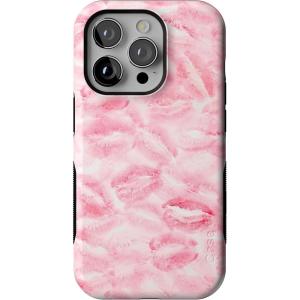 Casely iPhone 14 Pro Case | Opposites Attract | Day & Night Mountains | Compatible with MagSafe | Bold Protective Design(Sealed with a Kiss | Pink Lipstick)