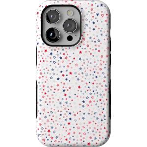 Casely iPhone 14 Pro Case | Opposites Attract | Day & Night Mountains | Compatible with MagSafe | Bold Protective Design(Seeing Stars | Red  White & Blue)