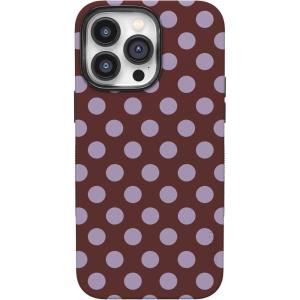 Casely iPhone 14 Pro Case | Opposites Attract | Day & Night Mountains | Compatible with MagSafe | Bold Protective Design(Spotted in SoHo | Burgundy Polka Dot)