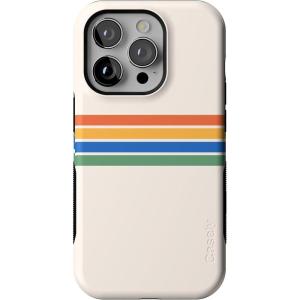 Casely iPhone 14 Pro Case | Opposites Attract | Day & Night Mountains | Compatible with MagSafe | Bold Protective Design(Totally Groovy | Rainbow Stripes Colorblock)