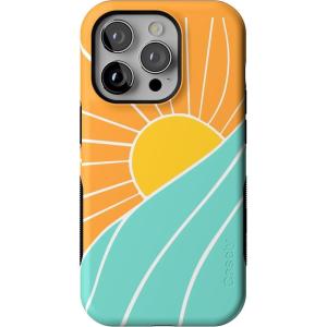 Casely iPhone 14 Pro Case | Opposites Attract | Day & Night Mountains | Compatible with MagSafe | Bold Protective Design(Waves & Rays | Sunshine)