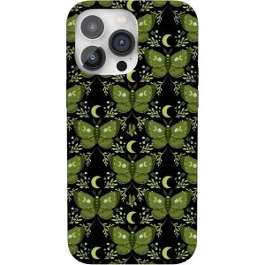 Casely iPhone 14 Pro Case | Sage Garden | Green Floral | Compatible with MagSafe | Classic Ultra-Slim Case Design(Mystic Moths | Green Twilight)