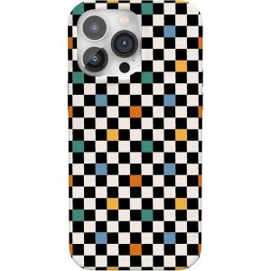 Casely iPhone 14 Pro Case | Sage Garden | Green Floral | Compatible with MagSafe | Classic Ultra-Slim Case Design(Old Skool | Retro Checkerboard)