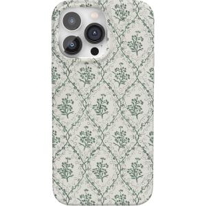 Casely iPhone 14 Pro Case | Sage Garden | Green Floral | Compatible with MagSafe | Classic Ultra-Slim Case Design(Sage Tapestry | Floral Vines)