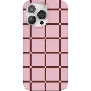 Casely iPhone 14 Pro Case | Sage Garden | Green Floral | Compatible with MagSafe | Classic Ultra-Slim Case Design(Uptown Gridlock | Pink Checkerboard)