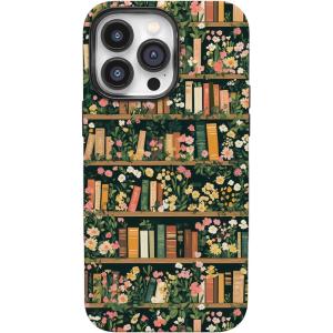 Casely iPhone 14 Pro Max Case | Nantucket Cottage | Blue Hydrangea | Compatible with MagSafe | Bold Protective Design(Book Nook | Floral Library)