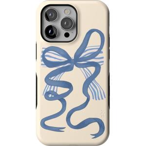 Casely iPhone 14 Pro Max Case | Nantucket Cottage | Blue Hydrangea | Compatible with MagSafe | Bold Protective Design(Heartstrings | Blue Bow)