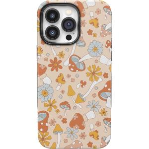 Casely iPhone 14 Pro Max Case | Nantucket Cottage | Blue Hydrangea | Compatible with MagSafe | Bold Protective Design(Mushroom Magic | Retro Floral)