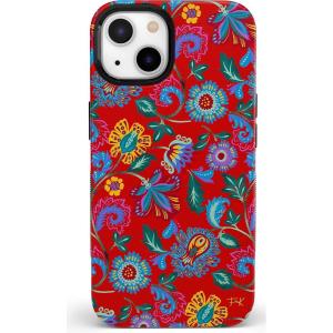 Casely iPhone 15 Case | Be Mine | Tiny Hearts | Bold Protective Design | Compatible with MagSafe(11 Frida Kahlo | Painted Flowers | Floral)