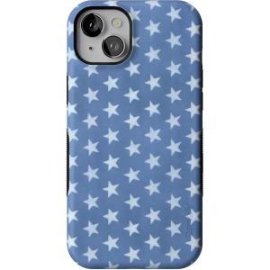 Casely iPhone 15 Case | Be Mine | Tiny Hearts | Bold Protective Design | Compatible with MagSafe(Coastal Blues | Denim Stars)