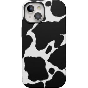 Casely iPhone 15 Case | Be Mine | Tiny Hearts | Bold Protective Design | Compatible with MagSafe(Current MOOd | Cow Print)