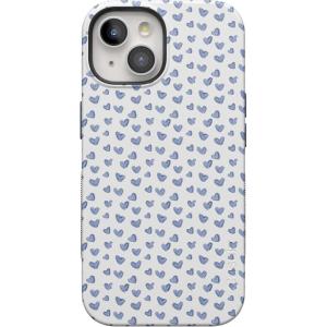 Casely iPhone 15 Case | Be Mine | Tiny Hearts | Bold Protective Design | Compatible with MagSafe(Lovebug | Blue Hearts)