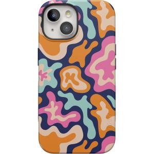 Casely iPhone 15 Case | Be Mine | Tiny Hearts | Bold Protective Design | Compatible with MagSafe(Midnight Color Splash | Abstract Retro)