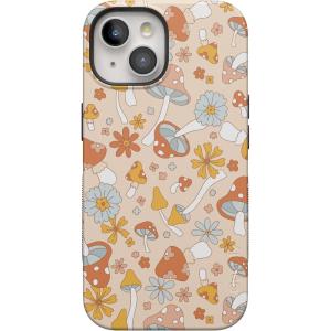 Casely iPhone 15 Case | Be Mine | Tiny Hearts | Bold Protective Design | Compatible with MagSafe(Mushroom Magic | Retro Floral)