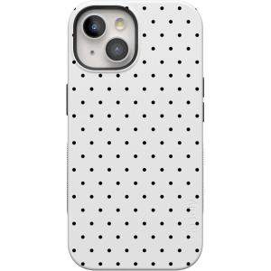 Casely iPhone 15 Case | Be Mine | Tiny Hearts | Bold Protective Design | Compatible with MagSafe(On the Dot | White Polka Dot)