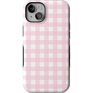 Casely iPhone 15 Case | Be Mine | Tiny Hearts | Bold Protective Design | Compatible with MagSafe(Pink Plaid | Sunday Best)