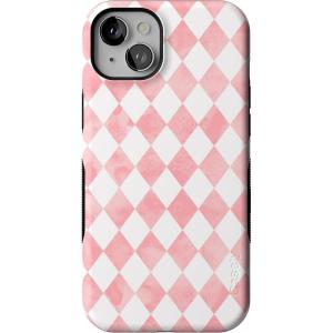 Casely iPhone 15 Case | Be Mine | Tiny Hearts | Bold Protective Design | Compatible with MagSafe(Queen of Diamonds | Pink Watercolor)