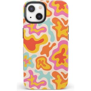 Casely iPhone 15 Case | Be Mine | Tiny Hearts | Bold Protective Design | Compatible with MagSafe(Tropical Color Splash | Abstract Retro)