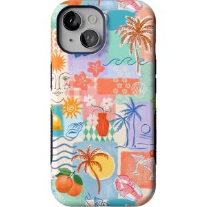 Casely iPhone 15 Case | Be Mine | Tiny Hearts | Bold Protective Design | Compatible with MagSafe(Tropical Heat | Beachy Collage)