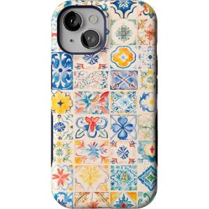 Casely iPhone 15 Case | Be Mine | Tiny Hearts | Bold Protective Design | Compatible with MagSafe(Tuscan Tiles | Dolce Vita)