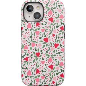 Casely iPhone 15 Case | Be Mine | Tiny Hearts | Bold Protective Design | Compatible with MagSafe(Vines of Love | Floral Heart)