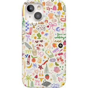 Casely iPhone 15 Case | Falling for You | Plum Floral | Compatible with MagSafe | Classic Ultra Slim Design(All the Fun Things | Fun on Weekdays)