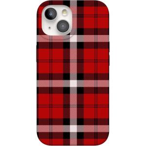Casely iPhone 15 Case | Falling for You | Plum Floral | Compatible with MagSafe | Classic Ultra Slim Design(As if! | Red Plaid)