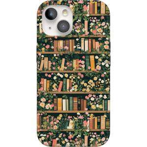 Casely iPhone 15 Case | Falling for You | Plum Floral | Compatible with MagSafe | Classic Ultra Slim Design(Book Nook | Floral Library)