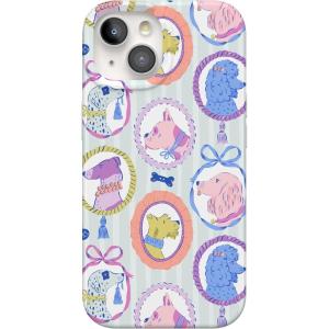 Casely iPhone 15 Case | Falling for You | Plum Floral | Compatible with MagSafe | Classic Ultra Slim Design(Chateau Pups | French Dog)