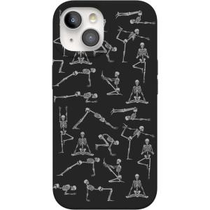 Casely iPhone 15 Case | Falling for You | Plum Floral | Compatible with MagSafe | Classic Ultra Slim Design(Corpse Pose | Skeleton Yoga)