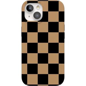 Casely iPhone 15 Case | Falling for You | Plum Floral | Compatible with MagSafe | Classic Ultra Slim Design(Fit Check | Black & Brown Checkerboard)