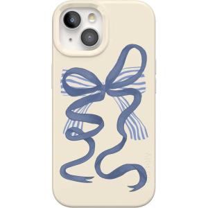 Casely iPhone 15 Case | Falling for You | Plum Floral | Compatible with MagSafe | Classic Ultra Slim Design(Heartstrings | Blue Bow)