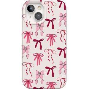 Casely iPhone 15 Case | Falling for You | Plum Floral | Compatible with MagSafe | Classic Ultra Slim Design(Lover Girlie | Pink Bows)