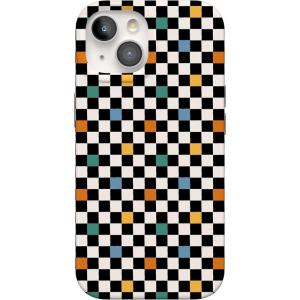 Casely iPhone 15 Case | Falling for You | Plum Floral | Compatible with MagSafe | Classic Ultra Slim Design(Old Skool | Retro Checkerboard)