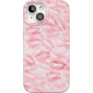 Casely iPhone 15 Case | Falling for You | Plum Floral | Compatible with MagSafe | Classic Ultra Slim Design(Sealed with a Kiss | Pink Lipstick)